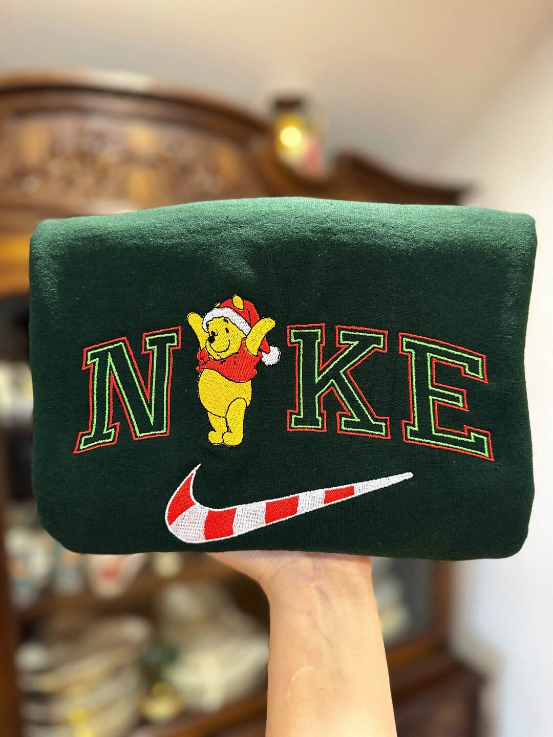 Christmas Winnie the Pooh Embroidered Unisex Sweatshirt - Etsy | Etsy (US)