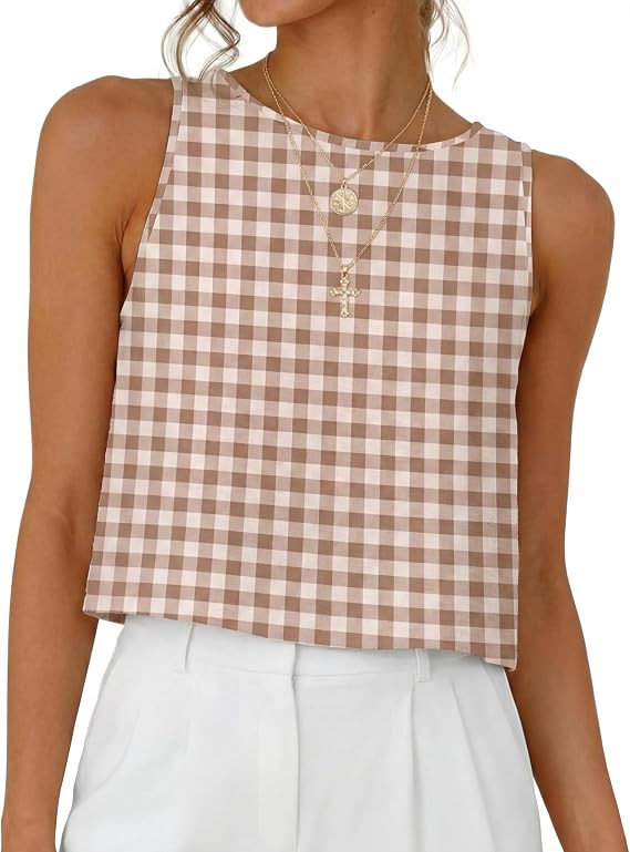 Womens Casual Crop Tank Tops 2026 Summer Beach Sleeveless Spring Tops Vacation Outfits | Amazon (US)