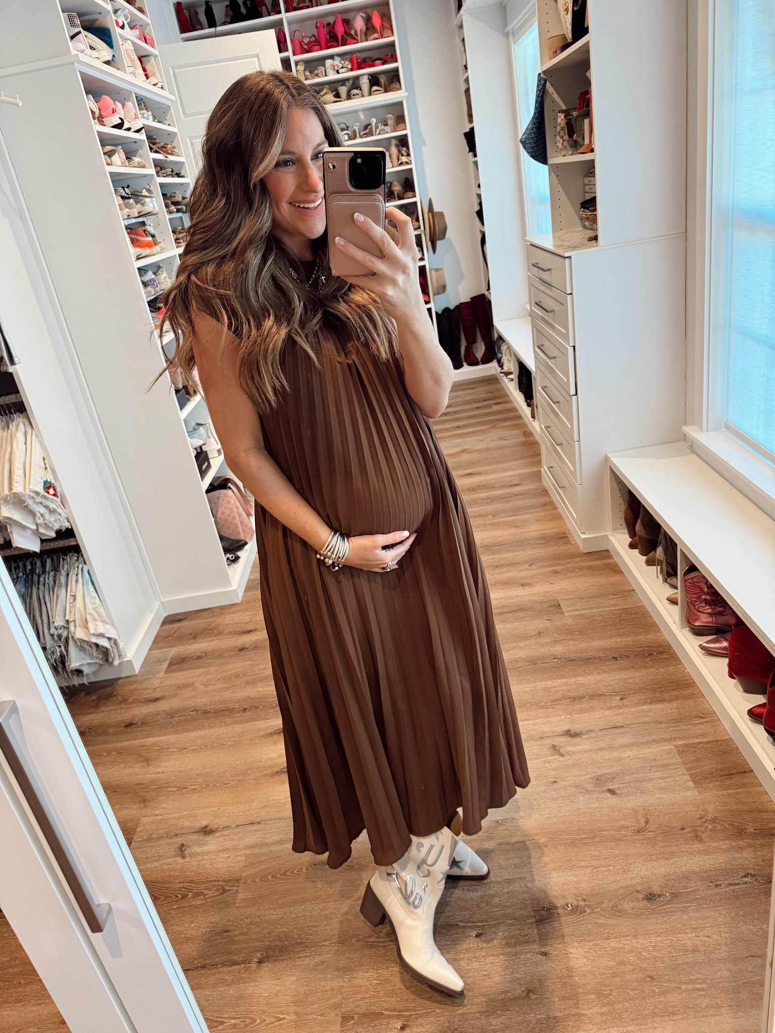 In a size medium in dress for my bump on Amazon prime! 