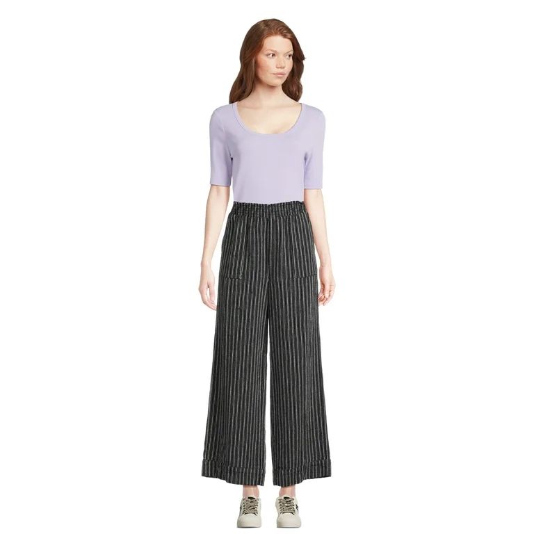 Time and Tru Women's Linen Blend Pants with Smocked Waist, 29" Inseam, Sizes XS-XXXL | Walmart (US)