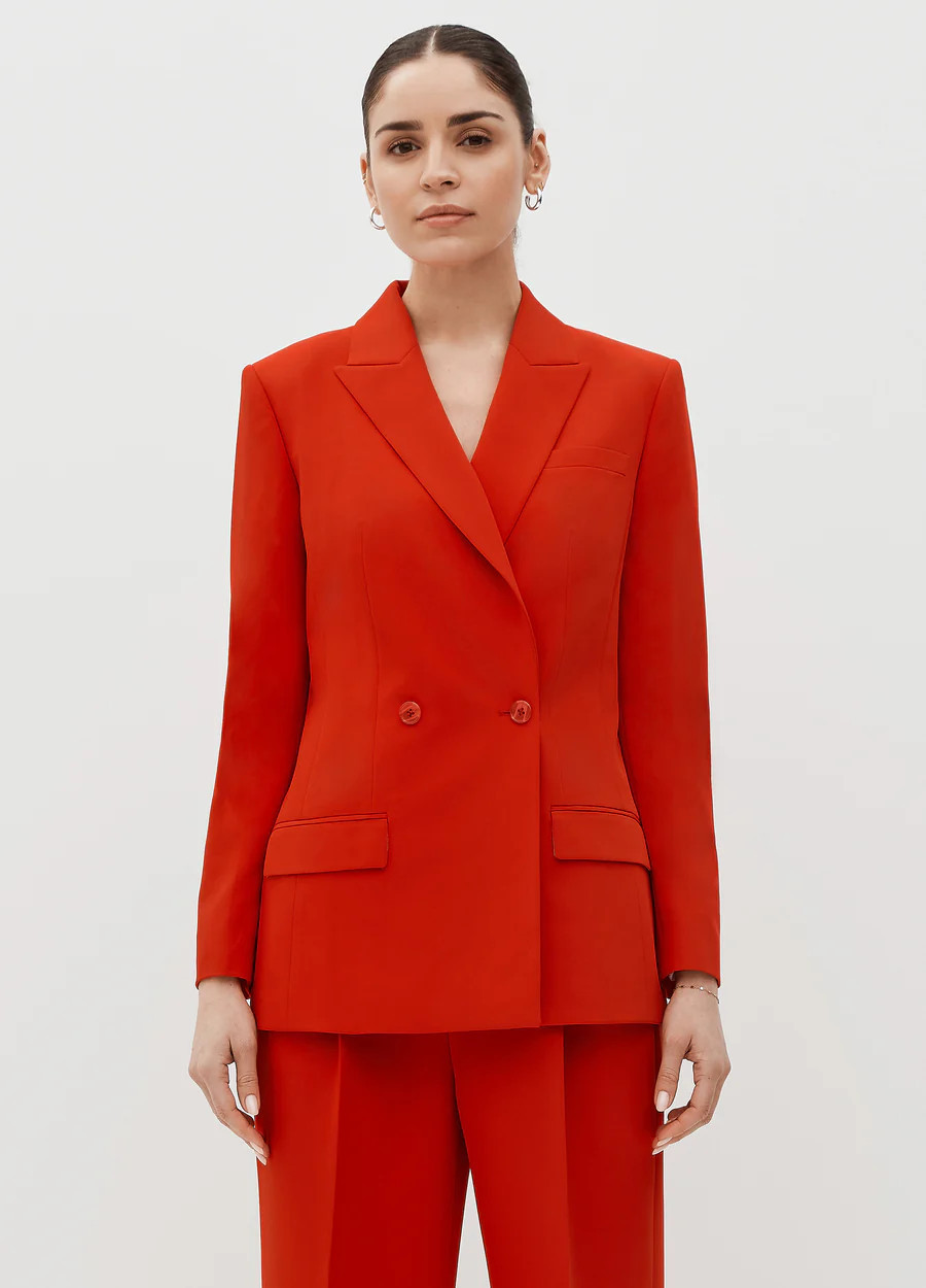 Women's True Red Double Breasted Suit Jacket | SuitShop