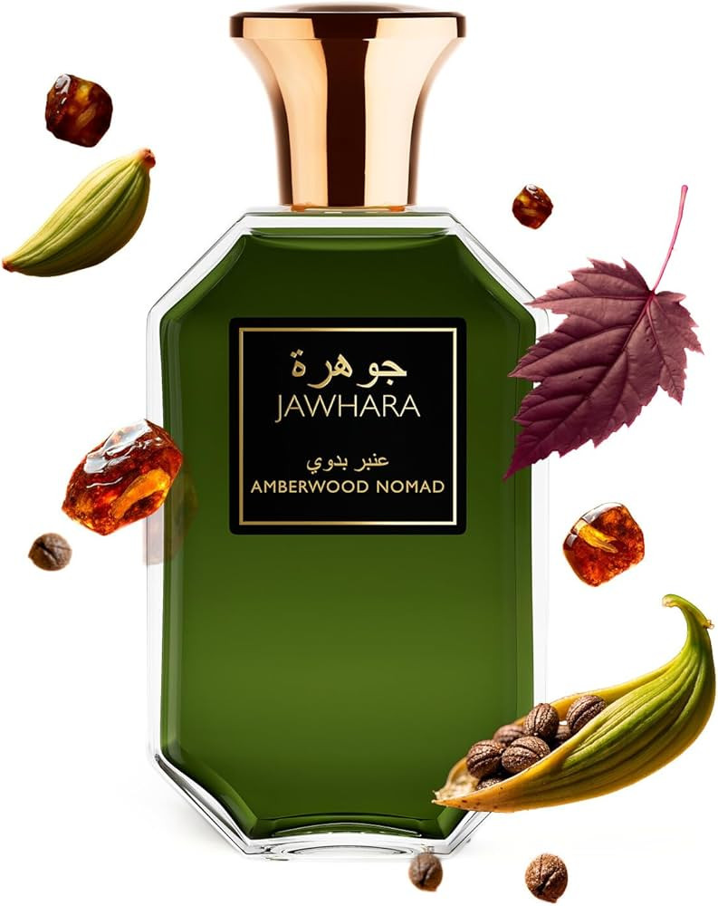 Jawhara Amberwood Nomad | Ambery Fougere Eau de Parfum 3.3 fl oz | Notes of Cardamom, Leather, Ce... | Amazon (US)