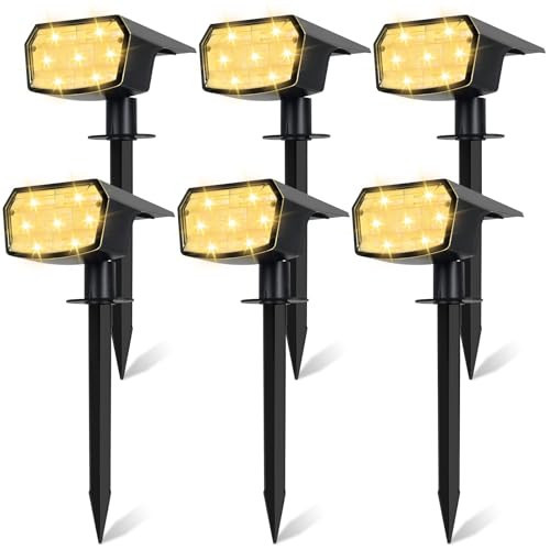 Sucolite 6-Pack Solar Spot Lights Outdoor Waterproof IP65, 3 Lighting Modes 2-in-1 Solar Landscape Spotlights for Yard, 59 LED Solar Powered Wall Lights for Garden Pathway Driveway Walkway, Warm White | Amazon (US)