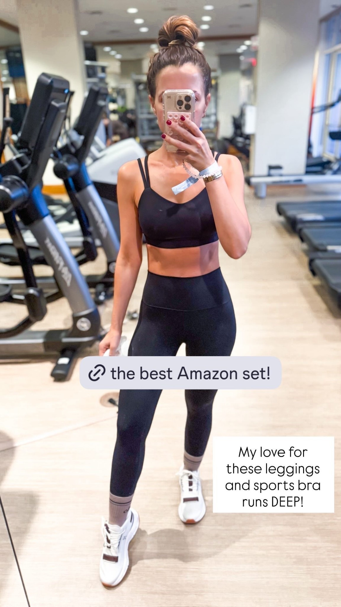 My love for these leggings and sports bra runs DEEP! Amazon sports bra in XXS and booty-lifting leggings in XXS. On Cloudnova sneakers are TTS. Alo socks. 

#LTKActive #LTKShoeCrush #LTKFindsUnder50