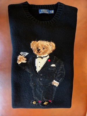 Polo Ralph Lauren Sweater Cashmere Rare Bear Tuxedo Martini Evening Men's (XL) | eBay US