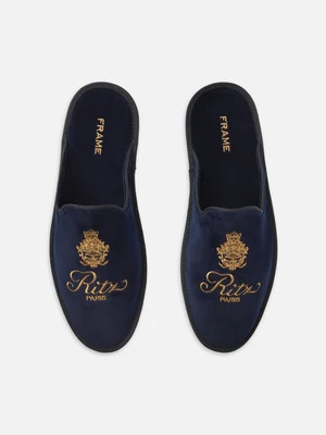 The Ritz Velvet Slippers -- Navy | Frame Denim