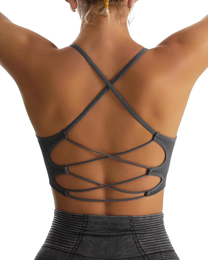 RUNNING GIRL Sports Bras for Women,Sexy Crisscross Back Seamless Padded Sports Bra Medium Support... | Amazon (US)