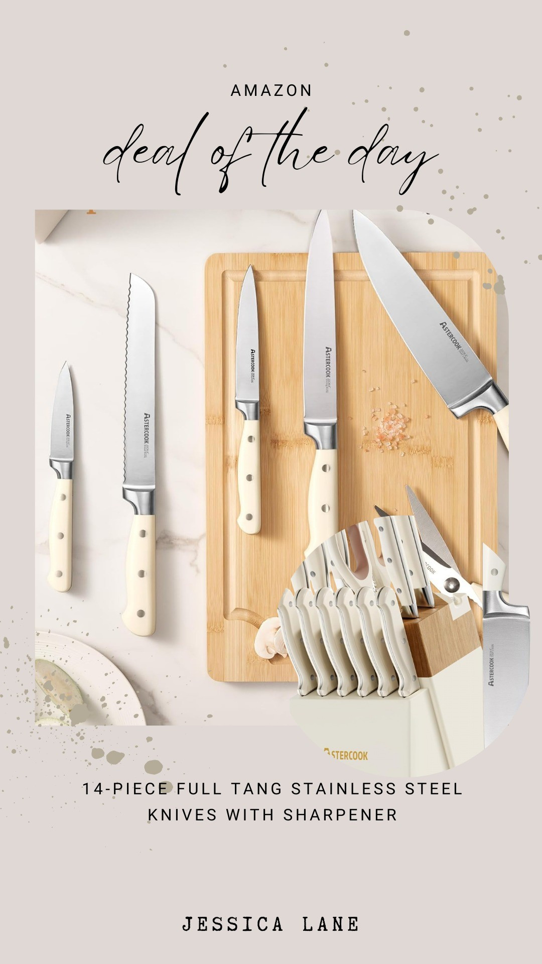 This 14-piece knife set features high-quality blades and a built-in sharpener for professional-grade utility. The sleek storage block keeps your counters organized while adding a modern touch to your kitchen.#kitchenessentials #cookingathome #chefskills #homemaintenance #kitchengadgets

#LTKSaleAlert #LTKHome #LTKWedding