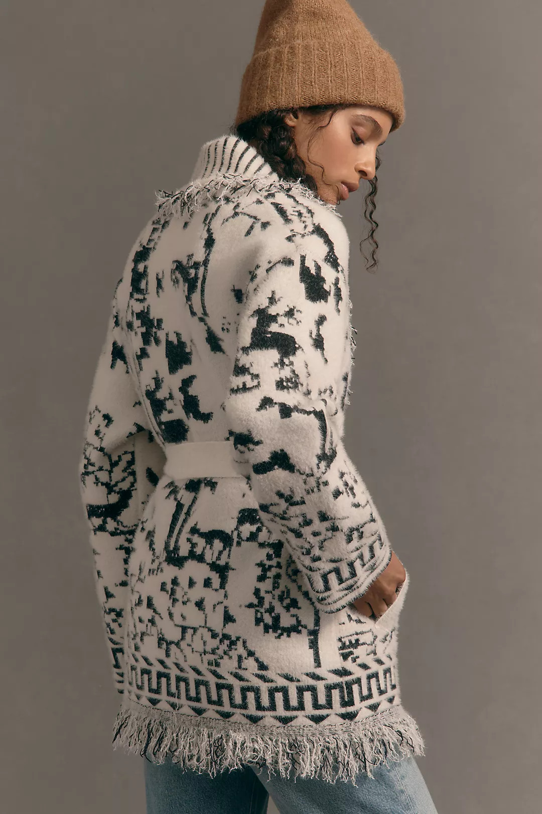 NVLT Knit Fringe Cardigan Sweater | Anthropologie (US)