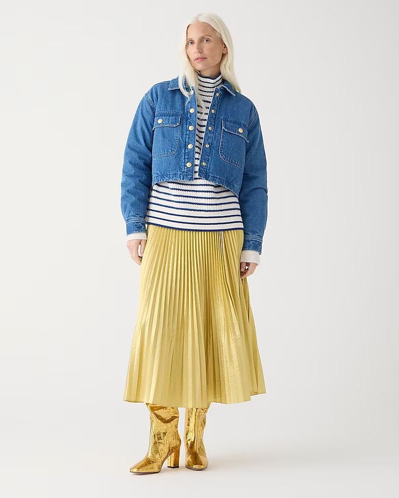 Pleated wrap skirt in gold lamé | J. Crew US