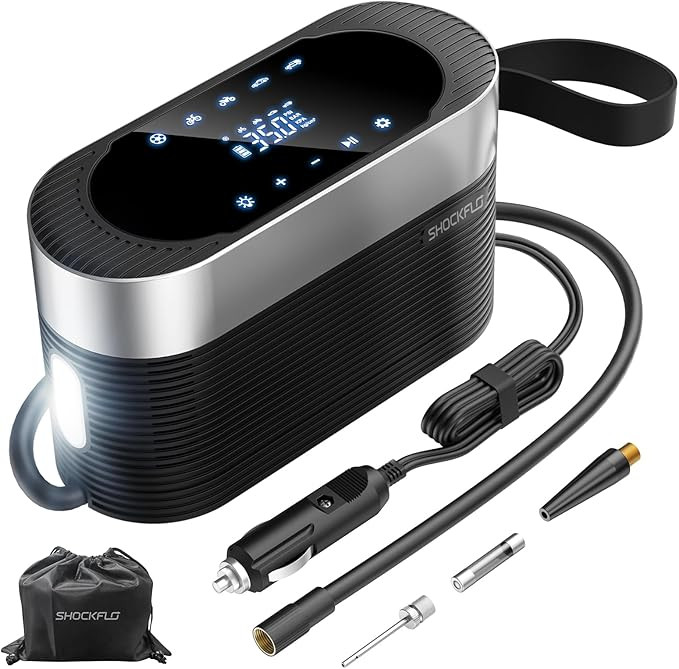 ShockFlo Tire Inflator Portable Air Compressor 12v DC Ultra Fast Air Pump for Car Tires 150PSI Ca... | Amazon (US)