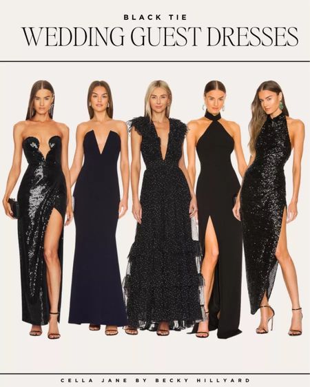 Black tie wedding guest dresses for all your winter weddings. Can never go wrong with a black dress long or short. Cella Jane. Wedding style  

#LTKwedding #LTKstyletip