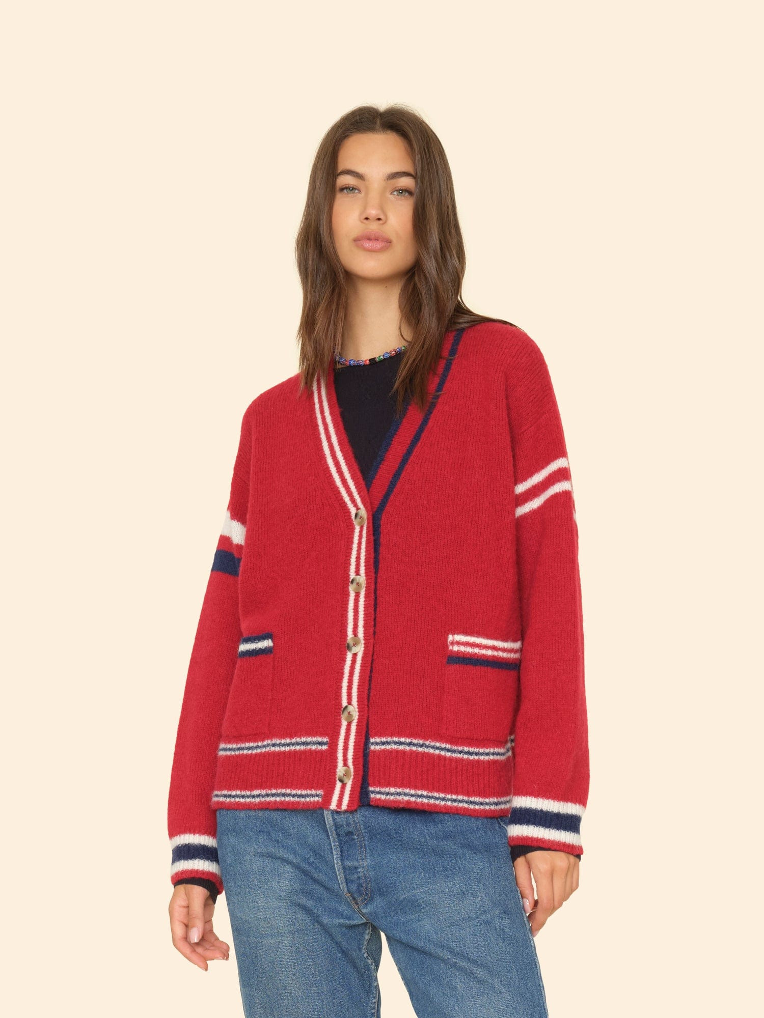Red Blue Carey Cardigan | Xirena