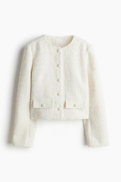 H & M - Bouclé jacket - White | H&M (UK, MY, IN, SG, PH, TW, HK)
