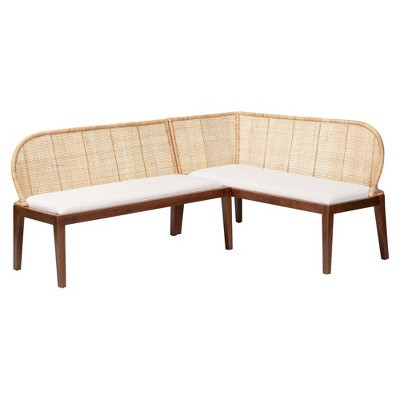 bali & pari Okinawa 2  Piece Corner Bench Set with Cushion Light Honey/Light Brown/White | Target