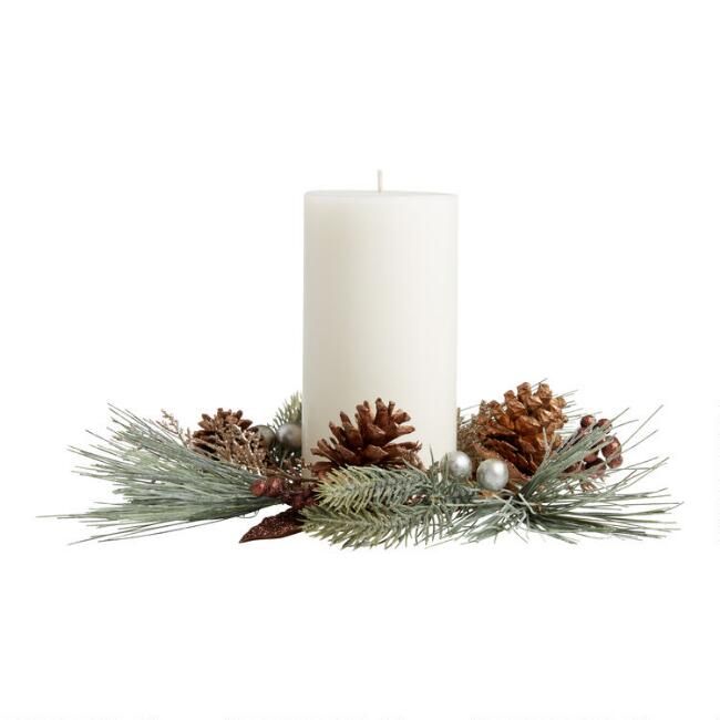 Faux Pine and Gold Berry Candle Ring | World Market