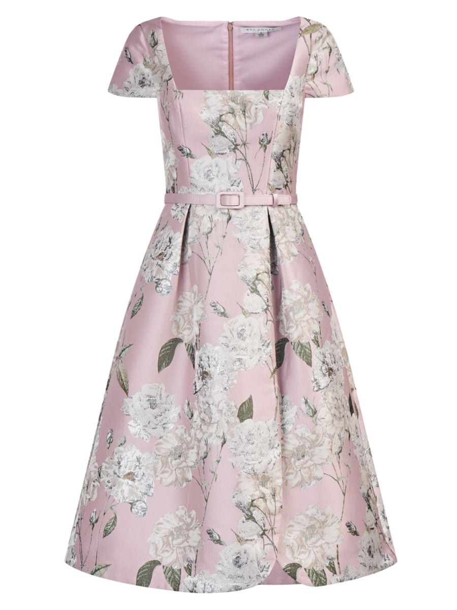 Mira Floral Jacquard Belted Midi-Dress | Saks Fifth Avenue