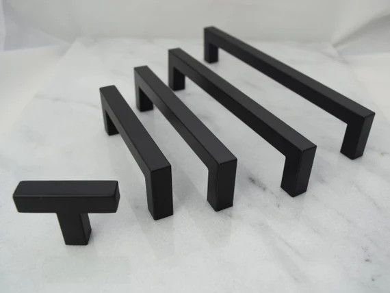 Modern Matte Black Drawer Pulls, Drawer Knobs, Cabinet Pulls, Cabinet Handles, Drawer Handles, Ca... | Etsy (US)