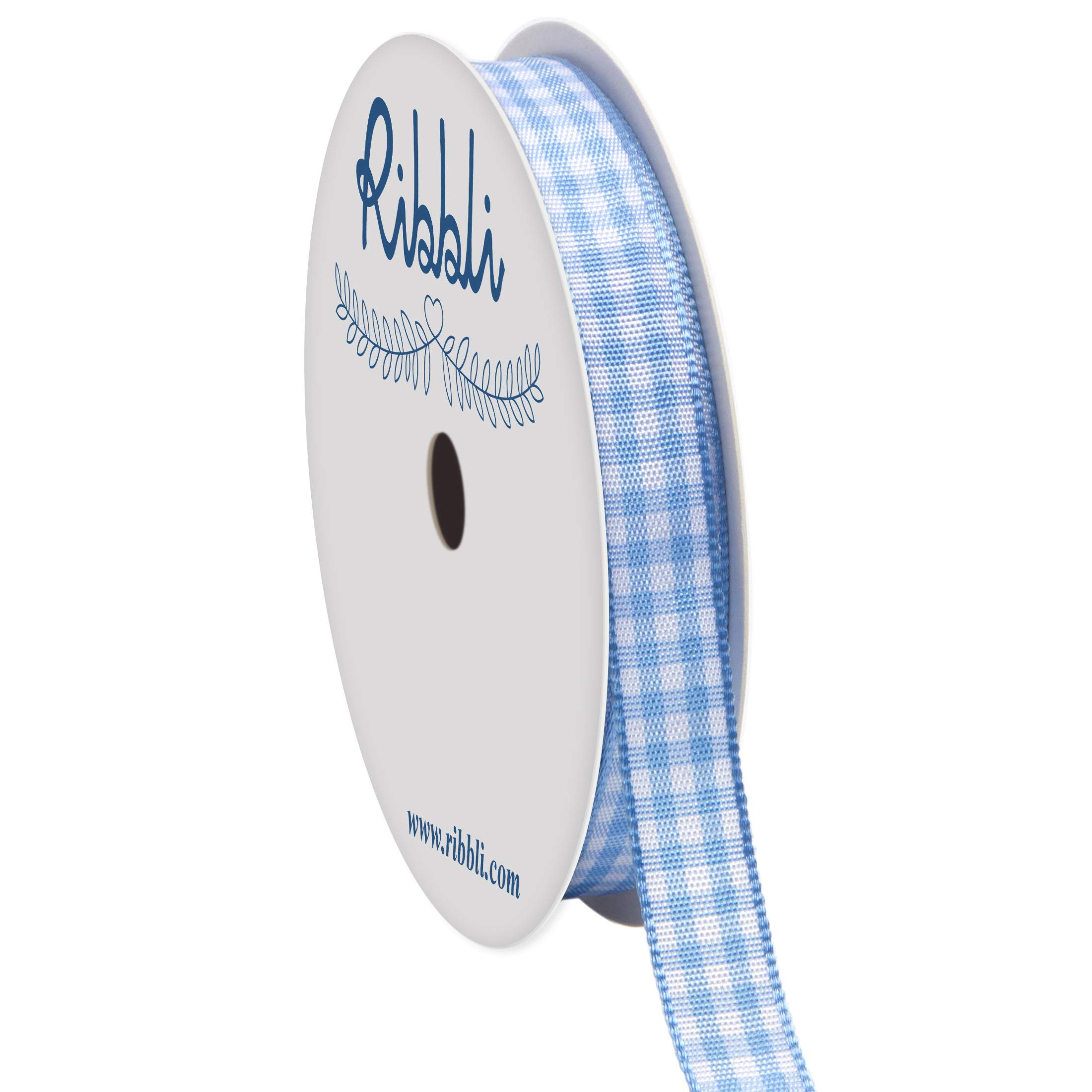 Ribbli Light Blue and White Gingham Ribbon,100% Polyester Woven Edge,3/8 Inch x 10 Yard,Plaid Rib... | Amazon (US)