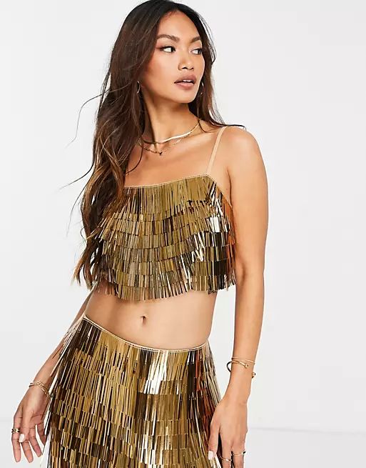 ASOS DESIGN co-ord shard cami shard sequin in gold  | ASOS | ASOS (Global)