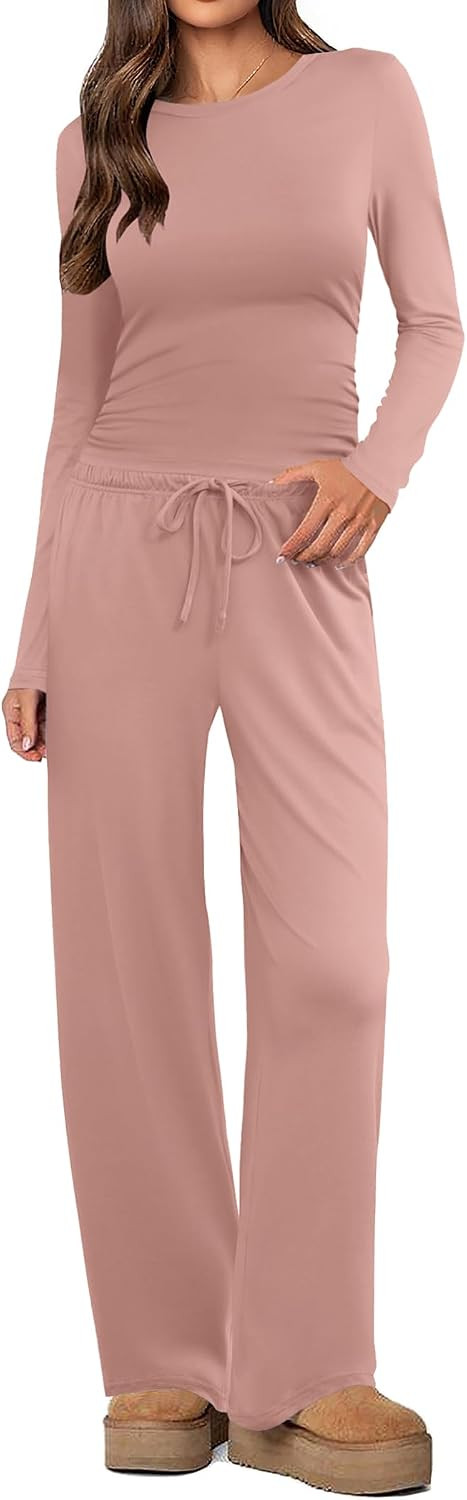 Ekouaer Women's 2 Piece Set 2026 Ruched Side Lounge Set with Pockets | Amazon (US)