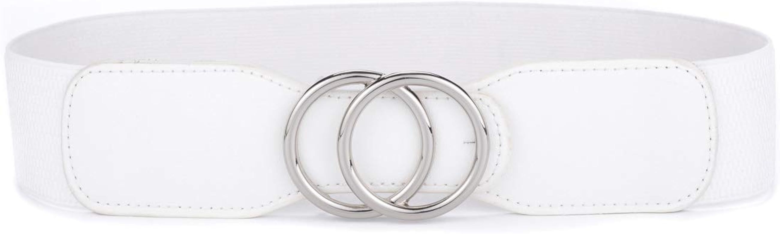 Beltox Women’s Elastic Stretch Wide Waist Belts w Double Rings Gold/Silver Buckle … | Amazon (US)