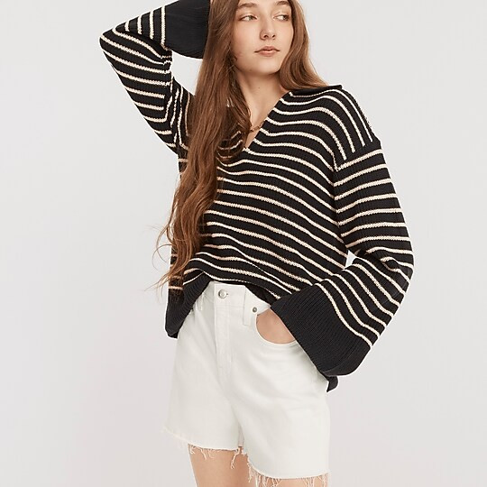 High-rise denim short in white | J. Crew US