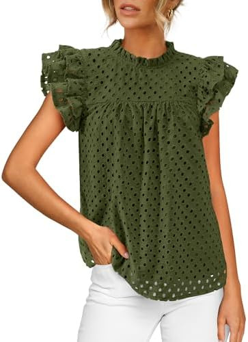 BTFBM Casual Summer Shirts for Women 2026 Going Out Tops Trendy | Short Sleeves,Ruffle,Crew Neck,... | Amazon (US)