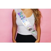 Bachelorette Party Disco Theme Holographic Sash/Bride To Be 70S 80S Theme Bach Bash Gift White | Etsy (US)