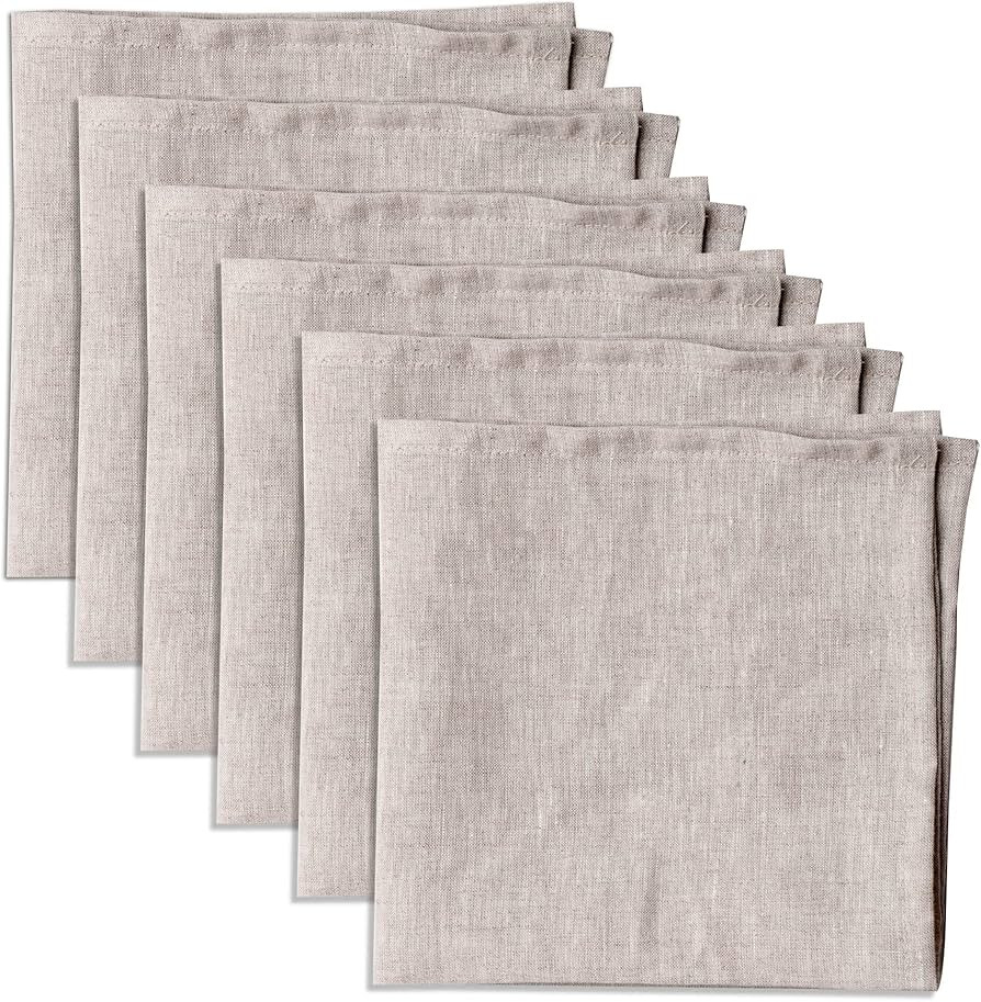 100% Pure Linen Dinner Cloth Napkins 15 x 15 Inch Natural - Set of 6 Pack European Flax Natural F... | Amazon (US)