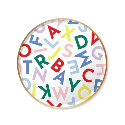 Bonjour Fête Alphabet Soup Small Paper Party Plates | Sturdy Disposable Tableware for Student Celebrations & Classrooms | Gold Foil Detail | Decorative Party Supplies | Premium 8.25" Size, Pack of 8 | Amazon (US)