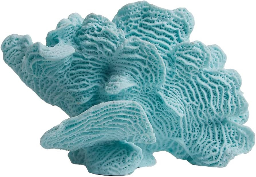 HAUCOZE Artificial Coral Decor Ocean Sculpture Arts Modern Gifts Polyresin Blue 9.4 inch | Amazon (US)