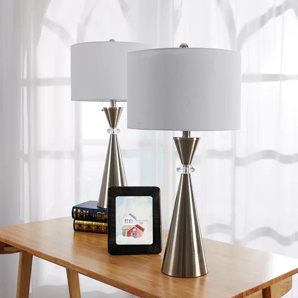 Roiguez 28.25" Nickel Table Lamp Set with USB (Set of 2) | Wayfair North America
