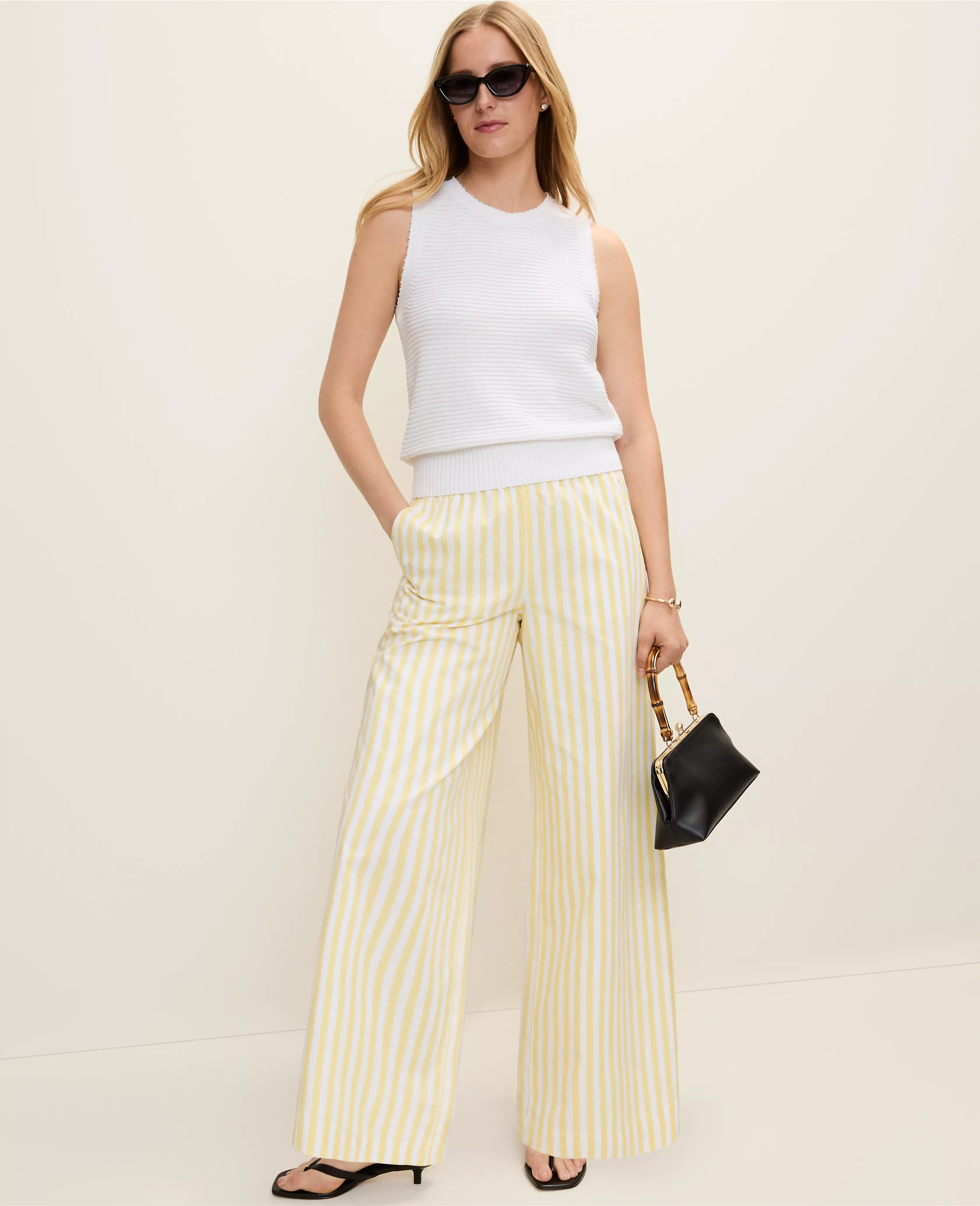 Weekend Collection Striped Easy Palazzo Pant | Ann Taylor
