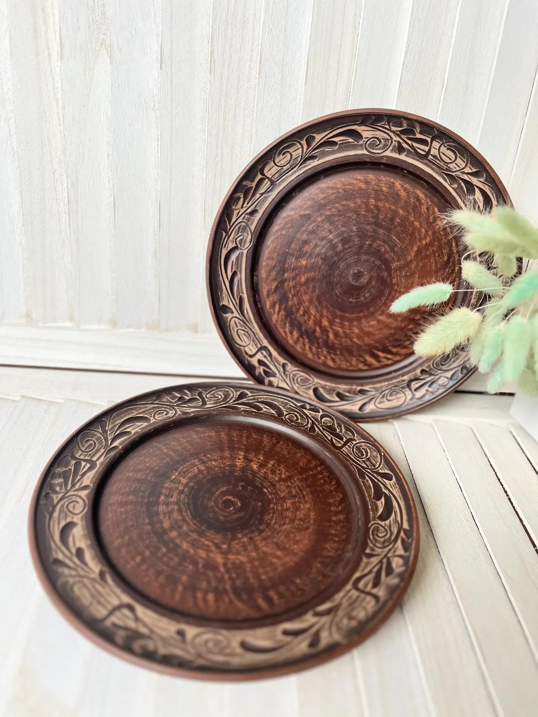 Large Dinnerware Set | 5-piece Set | Eco-friendly Rare Red Clay | 25cm Handmade Terracotta Plates... | Etsy (US)