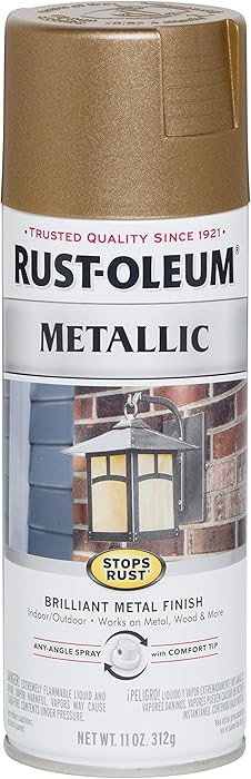 Rust-Oleum 7274830 Stops Rust Metallic Spray Paint, 11 oz, Antique Brass | Amazon (US)