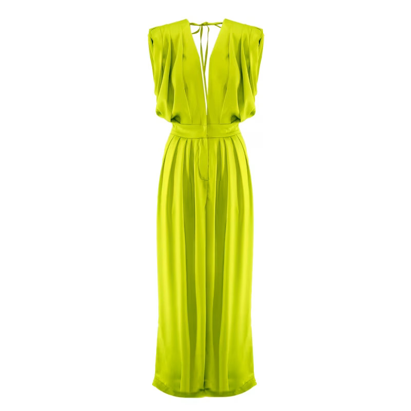 Neon Green Draped Maxi Jumpsuit | Wolf & Badger (US)