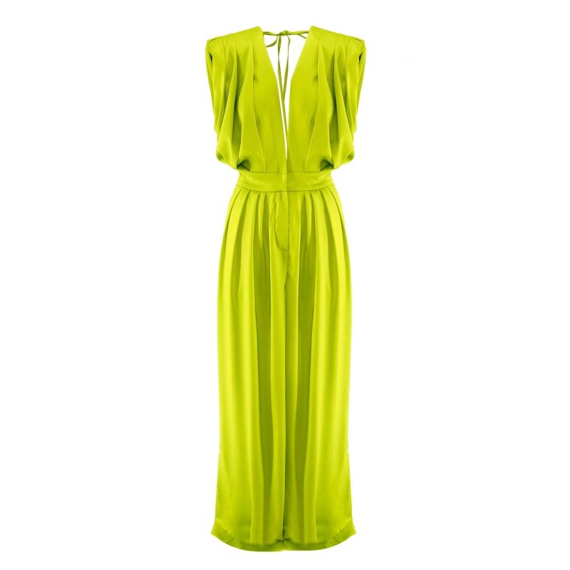 Neon Green Draped Maxi Jumpsuit | Wolf & Badger (US)