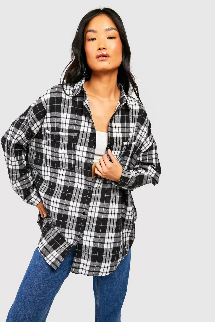 Black Oversized Check Shirt | Boohoo.com (UK & IE)