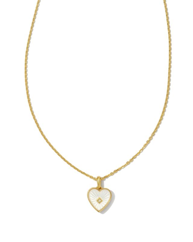 Adalynn 18k Gold Vermeil Heart Pendant Necklace in Ivory Mother-of-Pearl | Kendra Scott