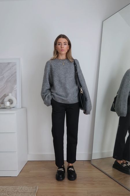 Workwear styling - arket grey jumper, dickies towers and black chunky loafers 


#LTKstyletip #LTKeurope