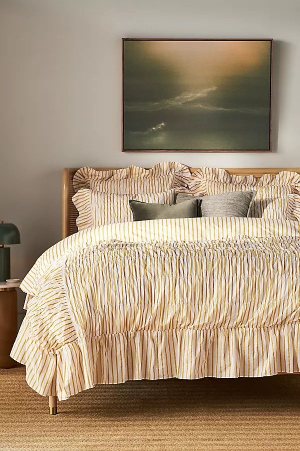 Betsy Cotton Ruffle Stripe Duvet Cover | Anthropologie (US)