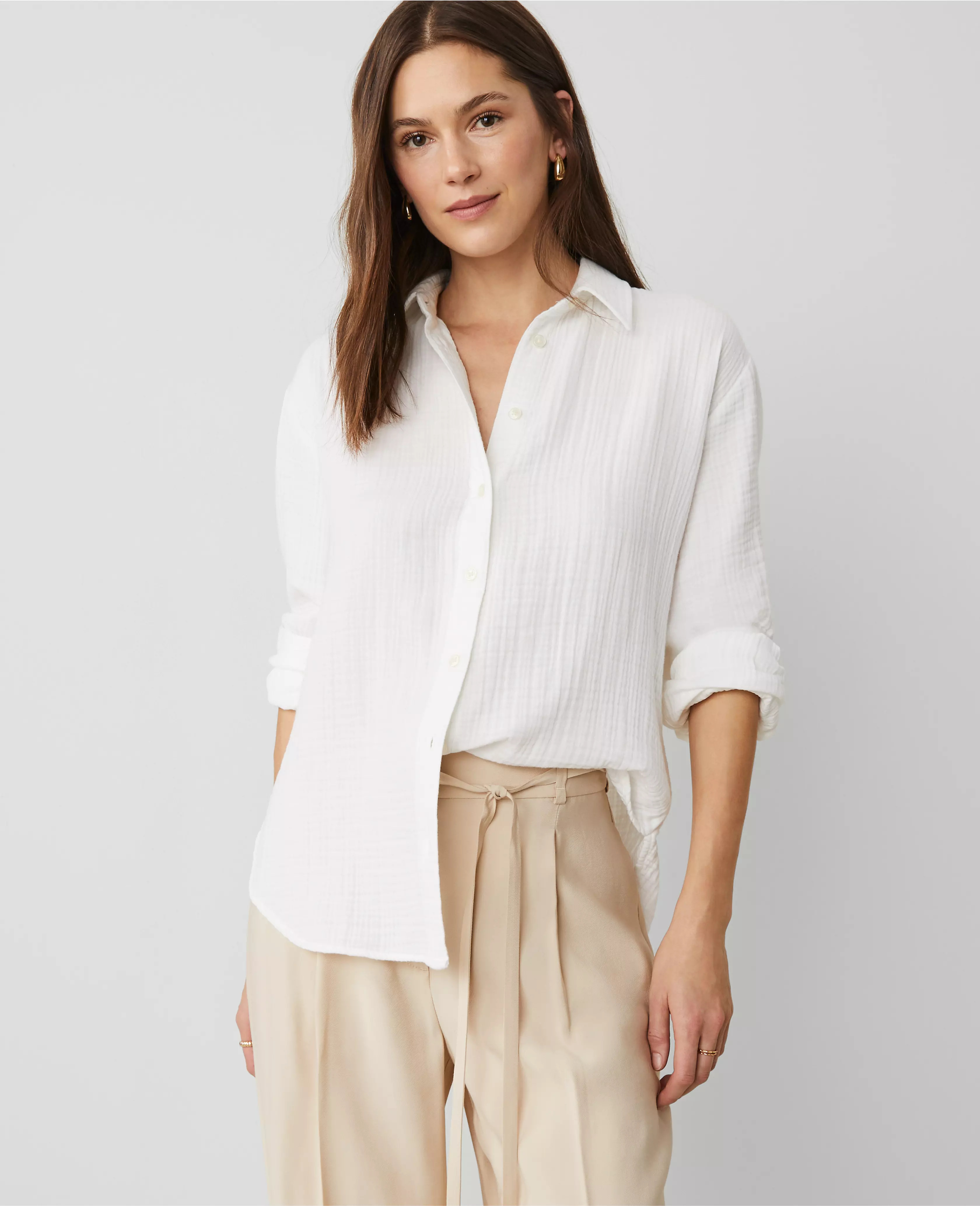 Gauze Oversized Blouse | Ann Taylor