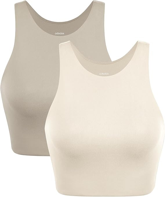 ODODOS 2-Pack Racerback Sports Bra for Women Medium Support Non Padded Yoga Bra with Band Sleevel... | Amazon (US)