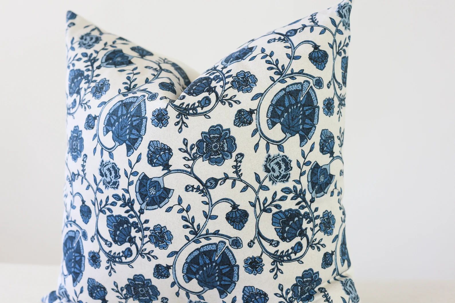Blue Floral Pillow, Designer Floral Pillow, Modern Floral Pillow Cover, Blue Floral Pillow Cover ... | Etsy (US)