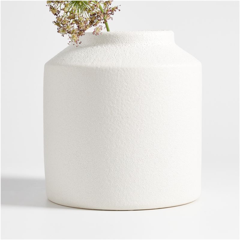 Manor Earthenware Textured White Vase + Reviews | Crate & Barrel | Crate & Barrel