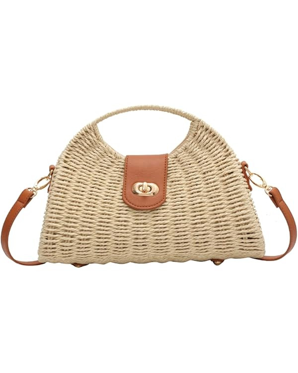 Straw Tote Bag for Women Mini Crossbody Bag Chic Hobo Purses Retro Satchel Bag Handmade Shoulder ... | Amazon (US)