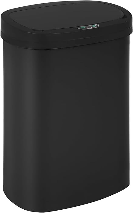 BestOffice Black Plastic Touch Free High-Capacity Garbage Can with Lid, 49L/13G, Rectangular, Qui... | Amazon (US)