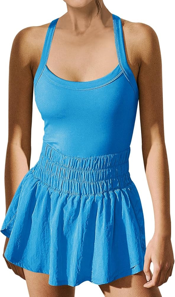 Ugerlov Women's Onesie Workout Rompers with Built-in Bra Crisscross Backless Activewear Tennis Ju... | Amazon (US)