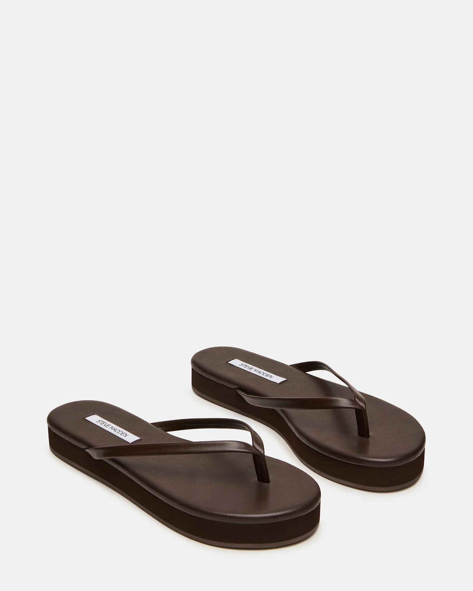 KIORA Brown Leather Platform Thong Women's Sandal | Steve Madden (US)